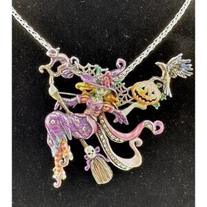 Kirk's Folly Divine Dive Purple Witch Pendant/Brooch w/24" Davinci Silver Chain